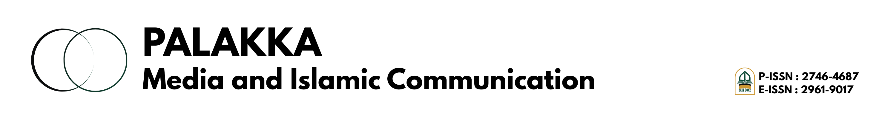 The two intersecting circles symbolize the synergy and collaboration between the two main fields: media and Islamic communication, the intersection in the middle represents the meeting space where Islamic values can be integrated into the media harmoniously, and the circle shape also symbolizes perfection, continuity, and inclusiveness.